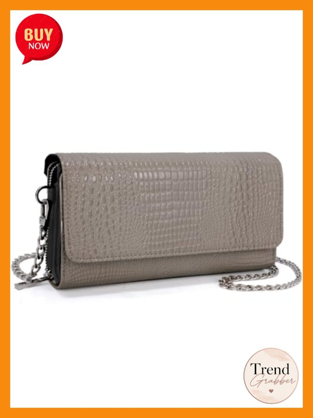 Croc Embossed Leather Wallet Crossbody Bag for Women